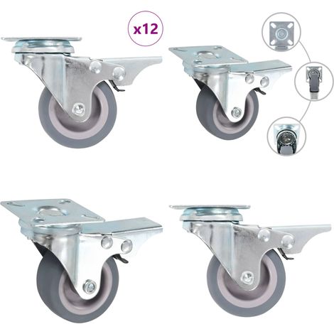 Ruote Girevoli 12 pz 50 mm - Ruote per mobili - Ruote per scaffali