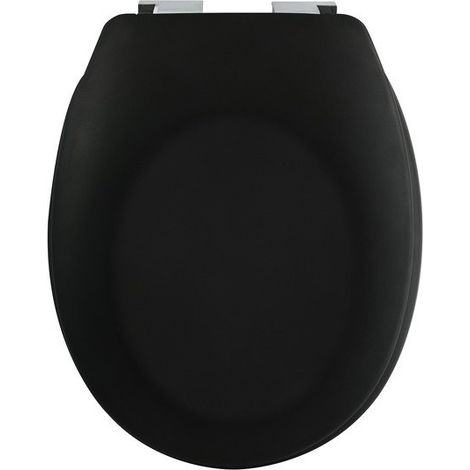 Spirella – Abattant wc Thermo Dur noir mat – Charnières ABS chromé – Mécanisme de fermeture lente – Dimensions 45,5x37,1cm