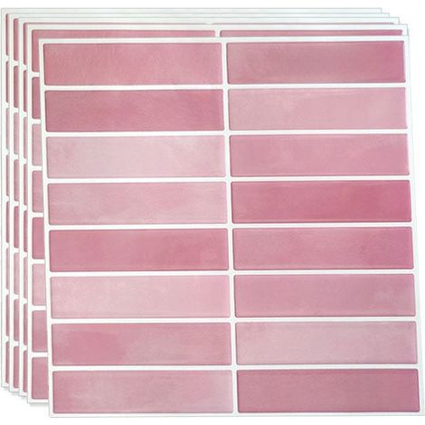 5er-Packung selbstklebende, pinkfarbene Wandfliesen, wasserfeste 3D-Aufkleber für Küche und Bad, einfach anzubringen und zu reinigen (1/5)