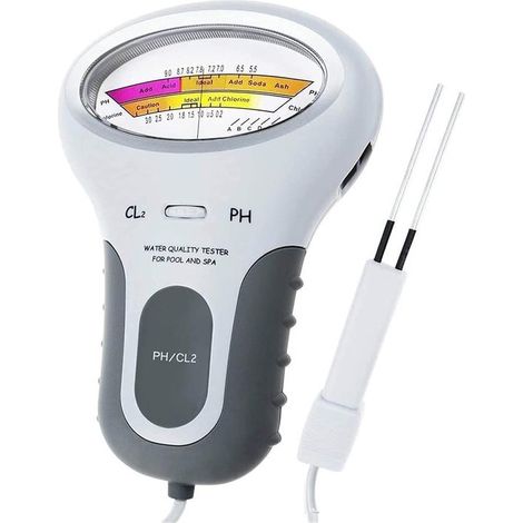 Medidor de agua 2 en 1 para piscinas: medidor electrónico de pH y cloro, medidor de agua para piscinas y spas, medición precisa, color gris (1/5)
