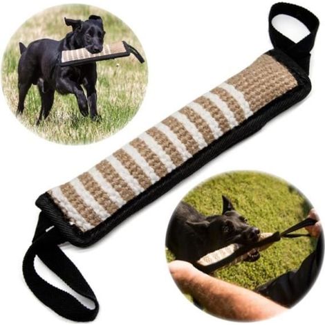 Jouet Mordant - Chien - Boudin en Jute - Résistant - Idéal pour Dressage - Poignées en Nylon (1/4)