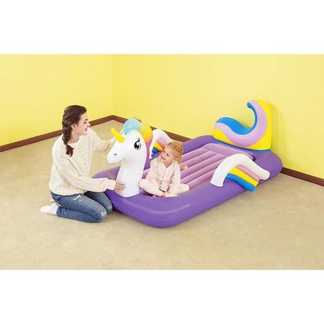 Trade Shop - Lettino Gonfiabile Per Bambini Unicorno 196x104x84 Cm Materasso Floccato 67713 - (1/5)