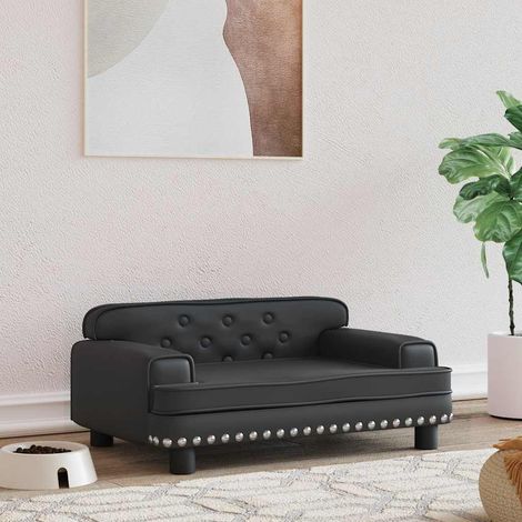Lit pour chien Canapé chien  design scandinave noir 70x45x30 cm similicuir 77365 (1/5)