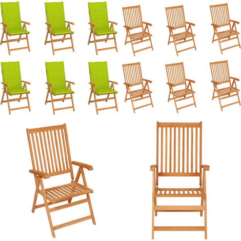 Gartenstühle 6 Stk. mit Hellgrünen Kissen Massivholz Teak - Gartenstühle - Teakholz - Outdoormöbel - Gartenmöbel - Esszimmerstühle - Home & Living (1/5)