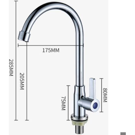 Robinet Cuisine - Laiton Et Alliage De Zinc - Eau Froide - Levier Unique - Pour Évier Bassin À Légumes - 1 Pièce (1/2)