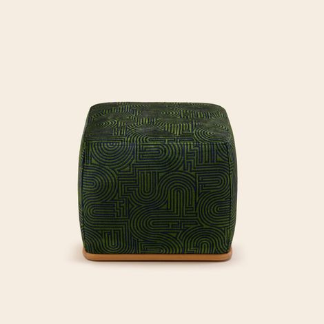 Pouf en Bois et jacquard Klark ARNEL