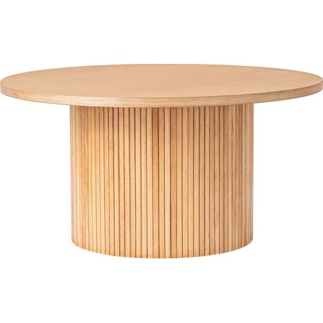 Table basse ronde en bois MDF avec base en bois de caoutchouc, finition noir ou naturel (1/5)