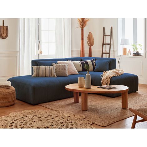 Victoire – modulares ecksofa rechts – 4-sitzer – aus cord - marineblau (1/5)