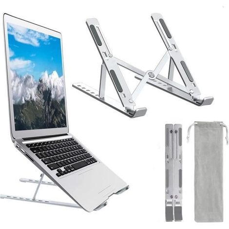 Support Ordinateur Portable - Aluminium Pliable - 7 Angles Réglables - Compatible 8 À 17 Pouces - 1 Pièce (1/4)