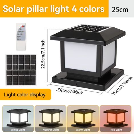 (1 pièce - 25 cm, sans motif) Lampe solaire LED extérieure pilier étanche, décoration paysagère rétro pour maison, jardin, parking et couloir, lumière solaire LED (1/5)