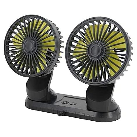 5V-Doppelkopf-Autolüfter, Autolüfter mit USB-Kabel, 3 Geschwindigkeitsstufen und 360°-Drehung, verstellbar für Fahrzeug/Büro – Schwarz (1/5)