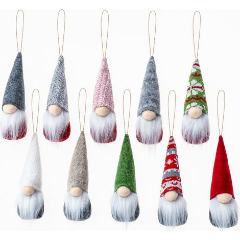 Gnome Décor Suspendu - Figurine En Peluche Douce Avec Chapeau Haut - Pour Arbre De Noël, Cheminée, Fenêtre Ou Mur - Lot De 10 (1/5)