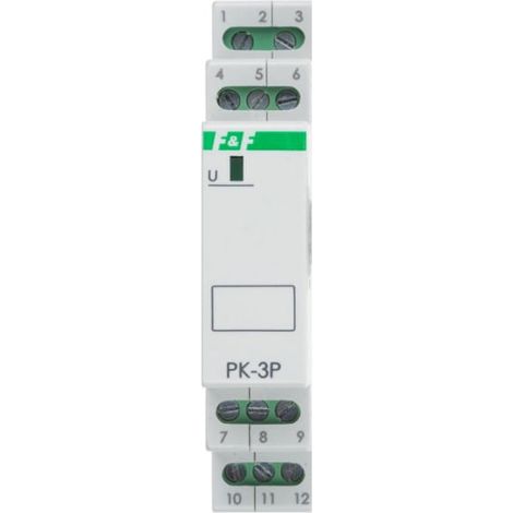 Relais électromagnétique PK-3P-230V - 8A - Montage DIN - LED verte - 3 contacts NO/NF