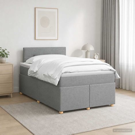 vidaXL Cama box spring con colchón Gris Claro 120 x 190 cm Tela (1/5)