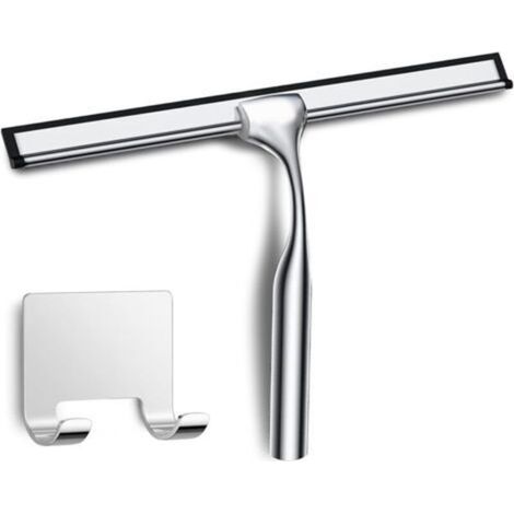 Raclette Douche en Acier INOX avec Crochet, Raclette de Douche Argent, Raclette Vitre Douche, Raclette Salle de Bain pour Carrelage Mur Verre Porte Miroirs Fenêtres Table (1/5)