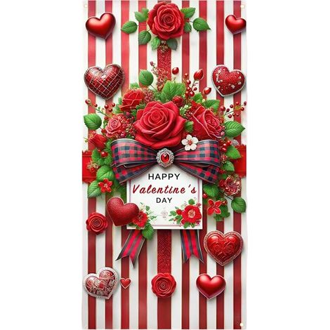 Décorations De Porte Pour La Saint-Valentin Panneau Romantique À Motif De Panneau de Porte 90x180cm pour la Saint-Valentin pour Extérieur Garage Véranda Fêtes et Événements (1/5)