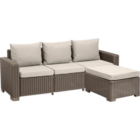 California 3 Seater Chaise Longue Lounge Set - Cappuccino (1/4)