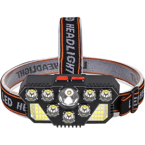 lampe Frontale,torche Frontale  8 Led 8 Modes D'clairage, Lampe Frontale Led Ultra Puissante Rechargeable Usb 120 Rglable Tanche Et Lger Pour Pche (1/5)