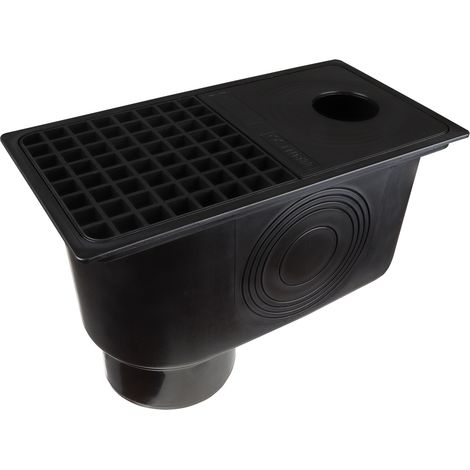 Wovar – Grille de drainage en plastique noir 300x160mm – Évacuation rapide des eaux de pluie – Couvercle anti-odeur – Installation facile