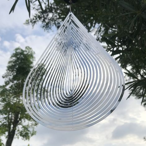 Carillon à vent rotatif 3D en forme de goutte d’eau, suspension décorative (1/2)
