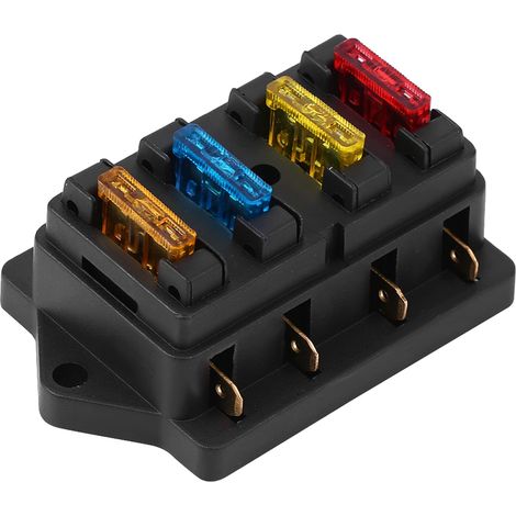 Porte-fusibles standard à lames 4 voies pour automobile 12-24 V, avec fusibles 5A+10A+15A+20A (1/5)