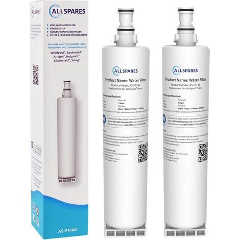 Filtro acqua AllSpares (2x) per frigorifero, compatibile con Whirlpool SBS002 / SBS200