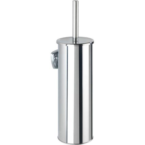 WC-Porte brosse WENKO Basic inox brillant support brosse WC fermée porte brosse wc murale en acier inoxydable avec brosse WC design haut de gamme et fixations pour montage mural 10 x 37,5 x 10,5 cm (1/5)