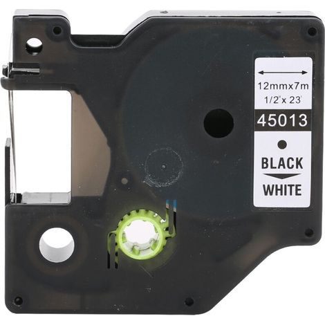 Ruban adhésif laminé pour étiqueteuse DYMO LM-160/280, 12mm, noir sur blanc (1/5)