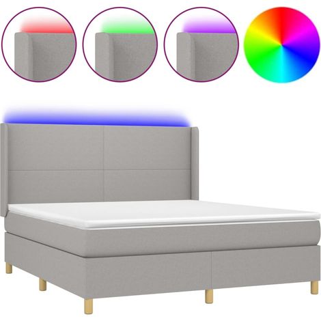 Maison Exclusive - Sommier à lattes de lit matelas LED Gris clair 160x200 cm Tissu (1/5)