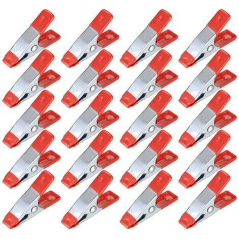 20 Pièces Pinces à Ressort Métal, Modélisme Pince à épiler, Metal Spring Clamps, Pinces à Linge Grip Holder pour Bâche, Camping, Tarpaulin, Travail Bois, Outil de Modélisation - 2 Pouces (1/5)