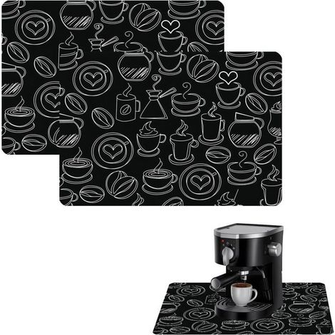 (Noir)Tapis Machine A Cafe Tapis Egouttoir Vaisselle Tapis Absorbant Tapis De Bar Tapis Vaisselle Pour Protege Plan De Travail Cuisine Ta (1/5)
