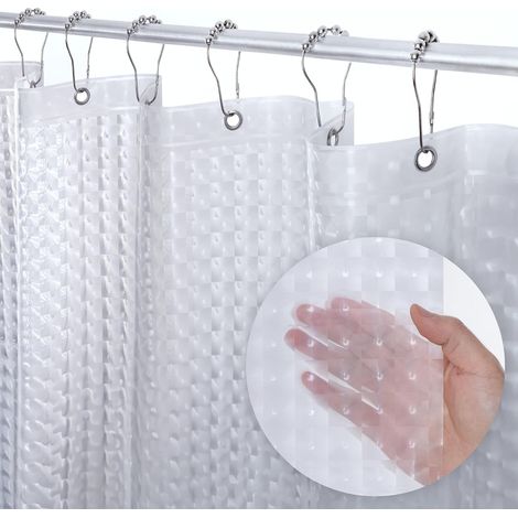 Rideau De Douche EVA - Imperméable - Avec Oeillets Antirouille Et Aimants Poids - Motif 3D Yeux De Chat - 180 x 180 cm (1/5)