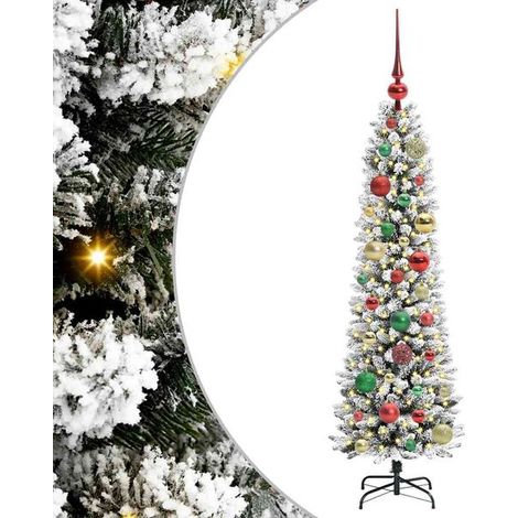 Sapin de Noël artificiel blanc, 120 cm de haut, en PVC, métal et plastique. (1/5)