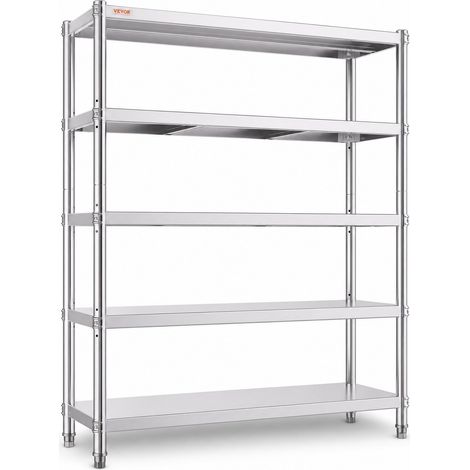 Étagère de Cuisine INOX 1200x455x1830 mm Table Rangement Cuisine 5 Étage Universelle Étagère à Épices Professionnelle (1/5)
