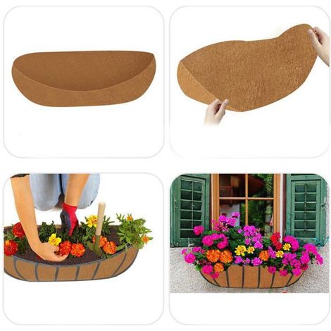 Jardinière tissu - 3 pièces, Semi-circulaire insert feutre marron 76,2cm pour intérieur extérieur - Couleur marron Étiquette (1/5)