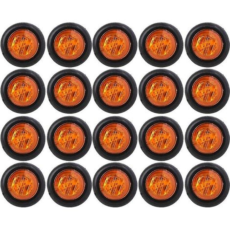 LYERCW - 20 feux de position latéraux à 3 LED de 19 mm (3/4 pouce) pour remorque et camion, clignotants et feux de gabarit ambre (1/4)