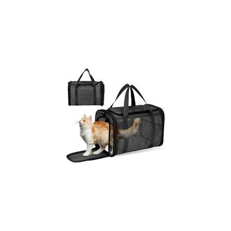 Cage de transport pour chat, cage de transport pour chien, pliable, en maille respirante, 42 x 29 x 26 cm, idéale pour les voyages et les visites chez le vétérinaire.
