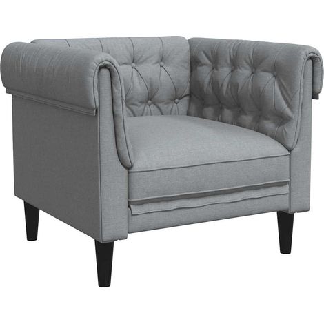 Fauteuil de Salon，Chaise，Fauteuil Chesterfield gris clair tissu CFW838701 (1/5)