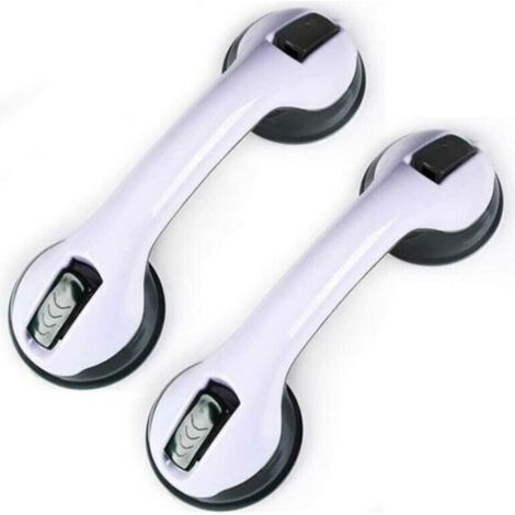 2PCS Ventouse de Poignée Douche, Poignée de Baignoire en Plastique (Aucun Perçage Requis), Pour Salles de Bain, Enfants et Personnes Handicapées Poignée de Douche Handrail, Sécurité Antidérapante (1/5)