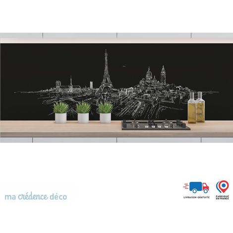 Crédence : Dessin Paris 2 - Couleur noir - Alu composite - 60 - 120 (1/3)