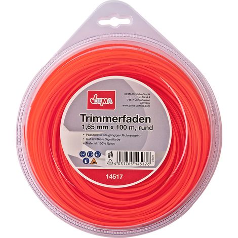 Motorsense Freischneider Trimmer Mähfaden 1,65 mm x 100 m rund Nylon Signalfarbe (1/2)