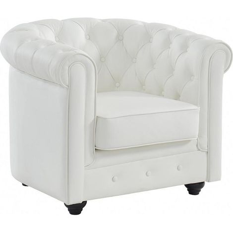 Poltrona in Pelle di bufalo Bianca - CHESTERFIELD (1/3)