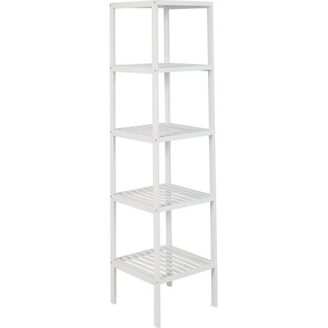 Étagère en Bambou, 5 tablettes, Blanc