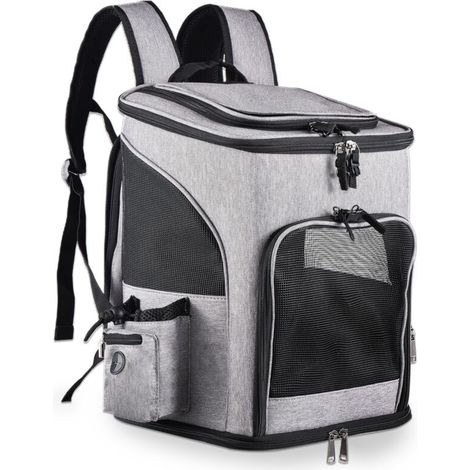 Pet carrier backpack, for large and small cats and dogs, puppies, safety features and padded back (1/5)