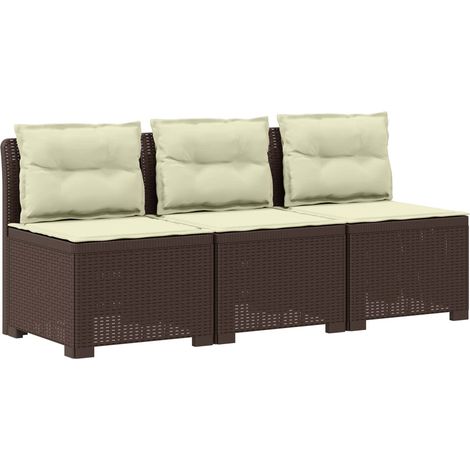 Maison Exclusive - 3-Sitzer Garten Sofa mit Kissen Rattan-Look PP (1/5)