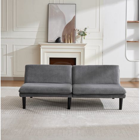Sofá 2 plazas 167x84x67 cm gris, respaldo reclinable 3 posiciones, terciopelo MEUBLIV (1/5)