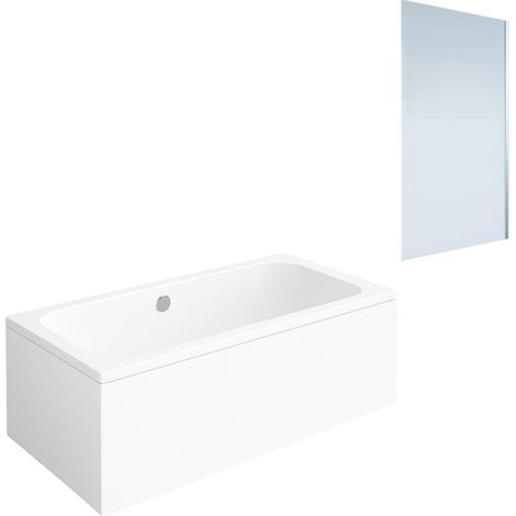 Bañera recta VILLEROY & BOCH Architectura acrílica 170 x 80 cm + Mampara de bañera derecha AURYS Mist 1 cromada