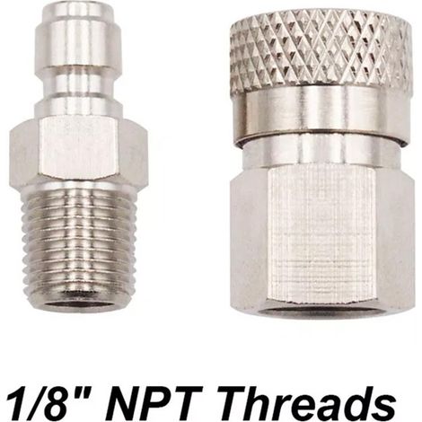 Ensemble de connecteurs mâles et femelles à déconnexion rapide, filetage conique 8 mm 1/8" NPT 60 degrés, connecteurs mâles et femelles. (1/5)