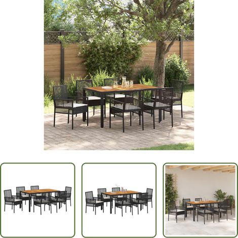 Garten Tisch - Garten Essgruppe 7 pcs Schwarz Poly-Rattan (1/5)