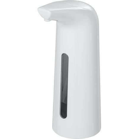 WENKO Distributore di sapone liquido Larino, distributore di gel igienizzante per le mani, automatico e senza contatto, Capacità 400 ml, Plastica, 9x22,5x9 cm, Bianco (1/5)